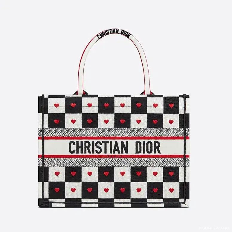 Cheap White Heart D-Chess Motif Tote Black Book Dioramour Canvas Dior 0407 Luxury